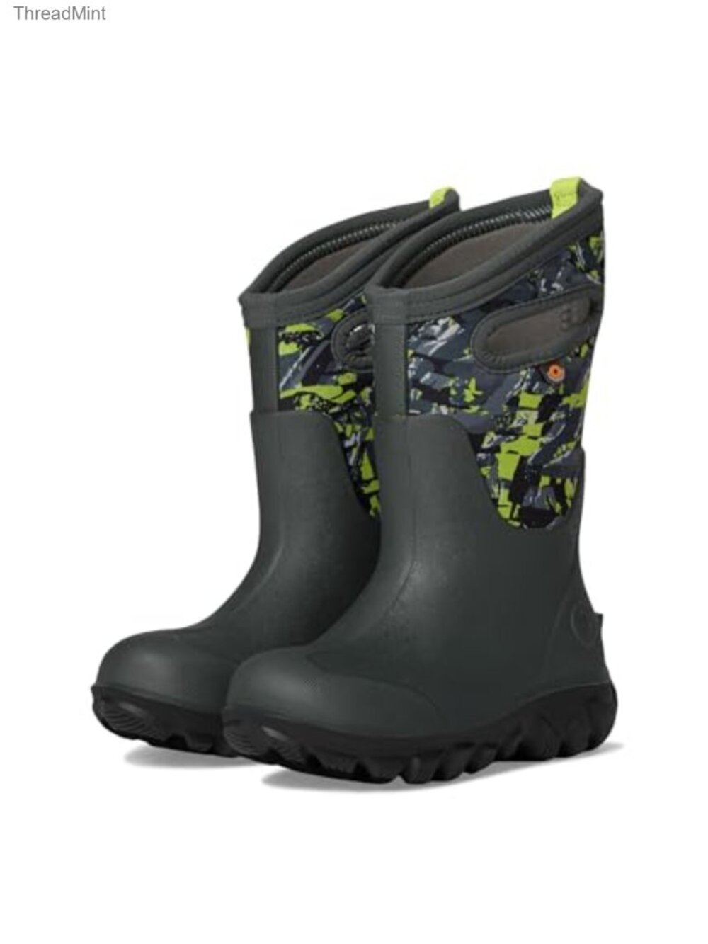 Kids Waterproof Camo Rain Boots Pull-On Mid-Calf Winter